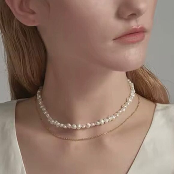 NEW Pearl Necklace Chocker Freshwater Pearls Preppy Old Money Feminine Coquette - Picture 2 of 12